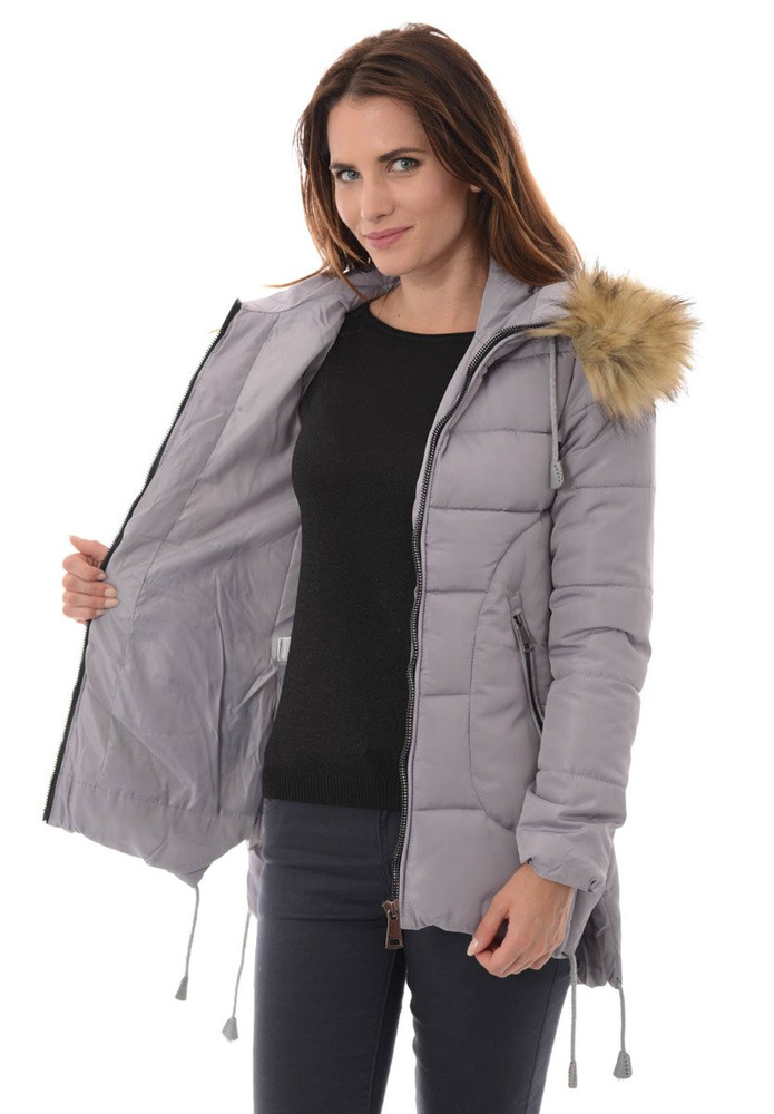 Damska Zimowa Ortalionowa Kurtka Pamela Szara