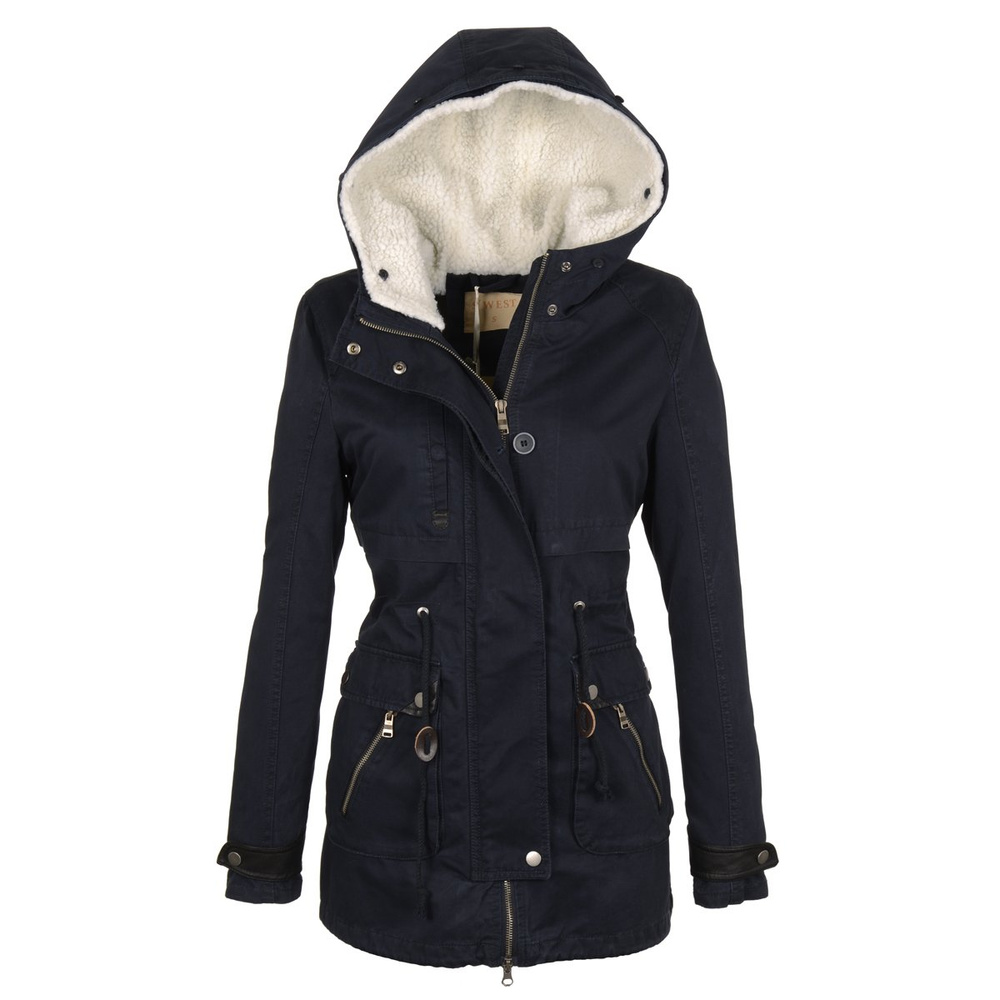 Damska Kurtka Parka Zimowa 2w1 Granatowa (489)