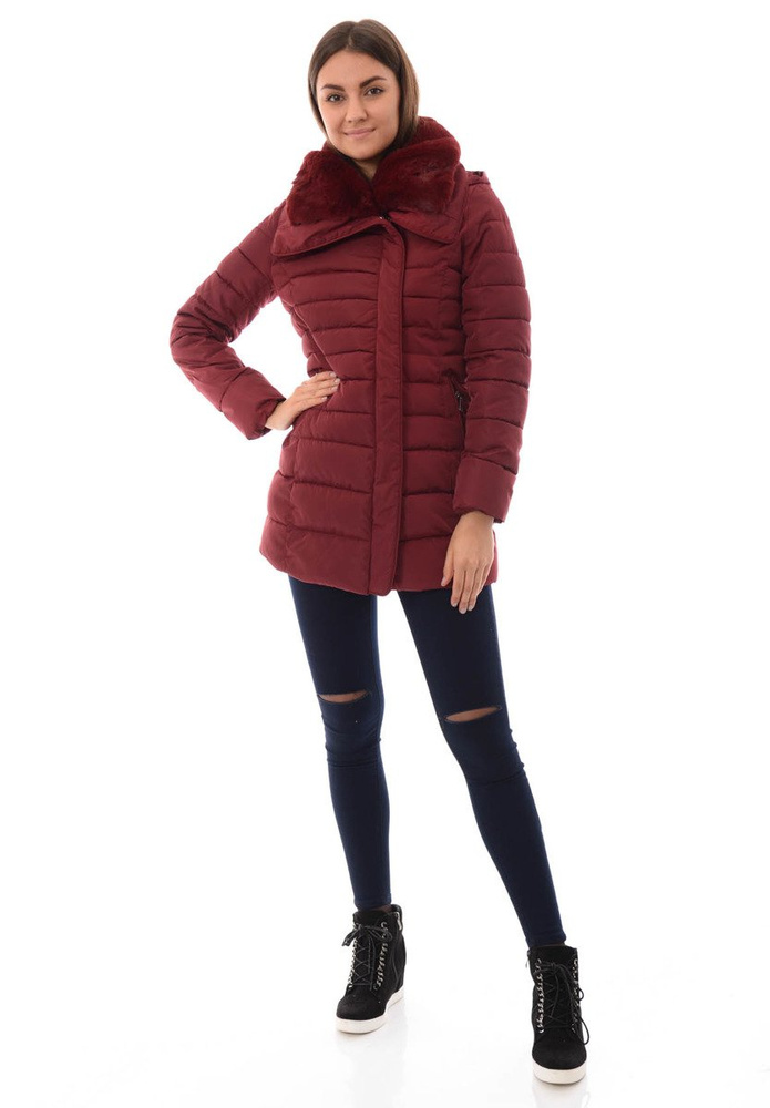 Damska Zimowa Kurtka Ortalionowa Żaneta Bordowa