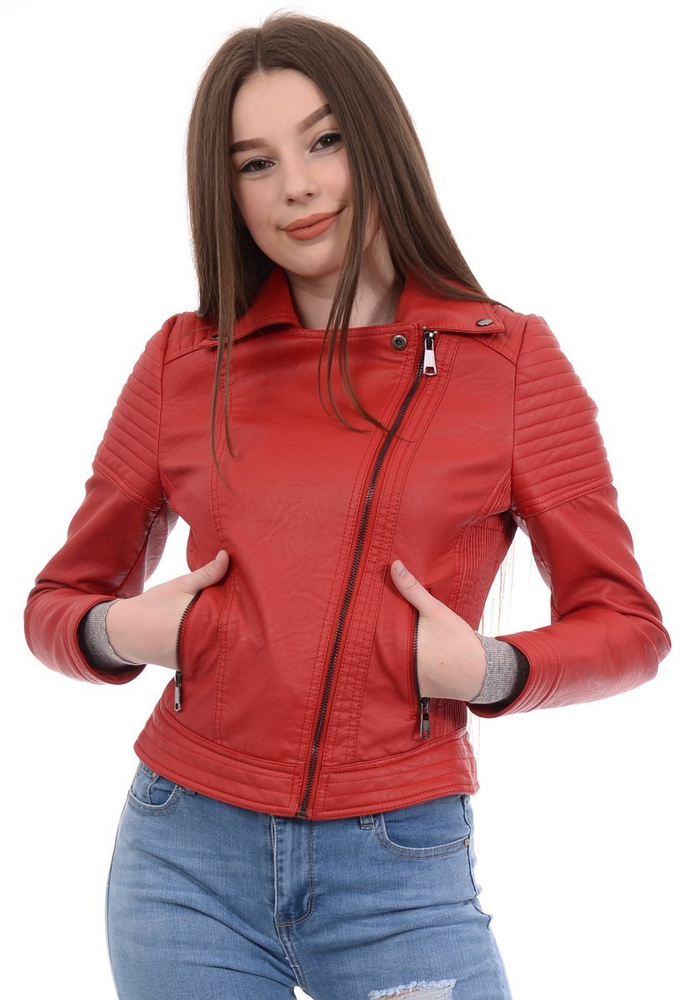 Damska Kurtka Ramoneska Amanda Czerwona