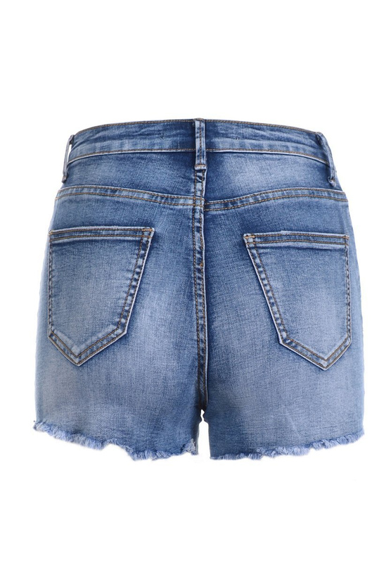 Damskie Krótkie Spodenki Jeansowe Niebieskie