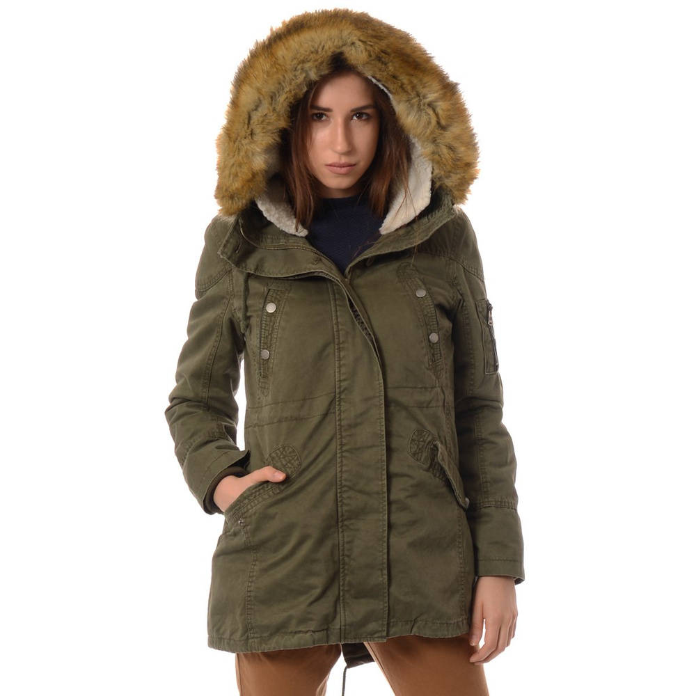 Damska Parka Kurtka Zimowa 2w1 Zielona