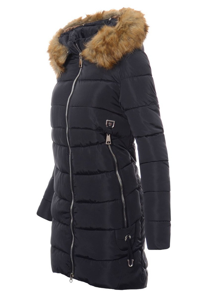 Damska Długa Zimowa Kurtka Ortalionowa Sara Granatowa