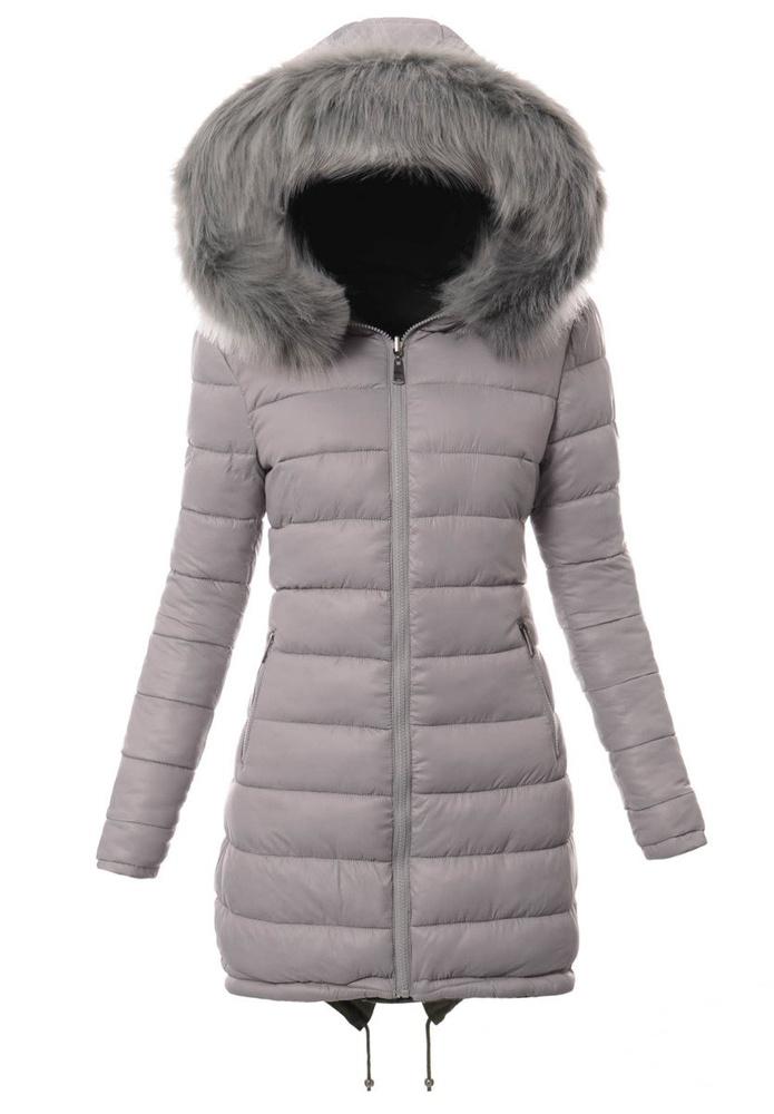 Piękna Damska Dwustronna Kurtka Parka Zielono Szara