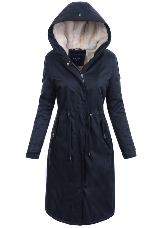 Damska Kurtka Parka Zimowa Dominika Granatowa Z Futerkiem Ecru