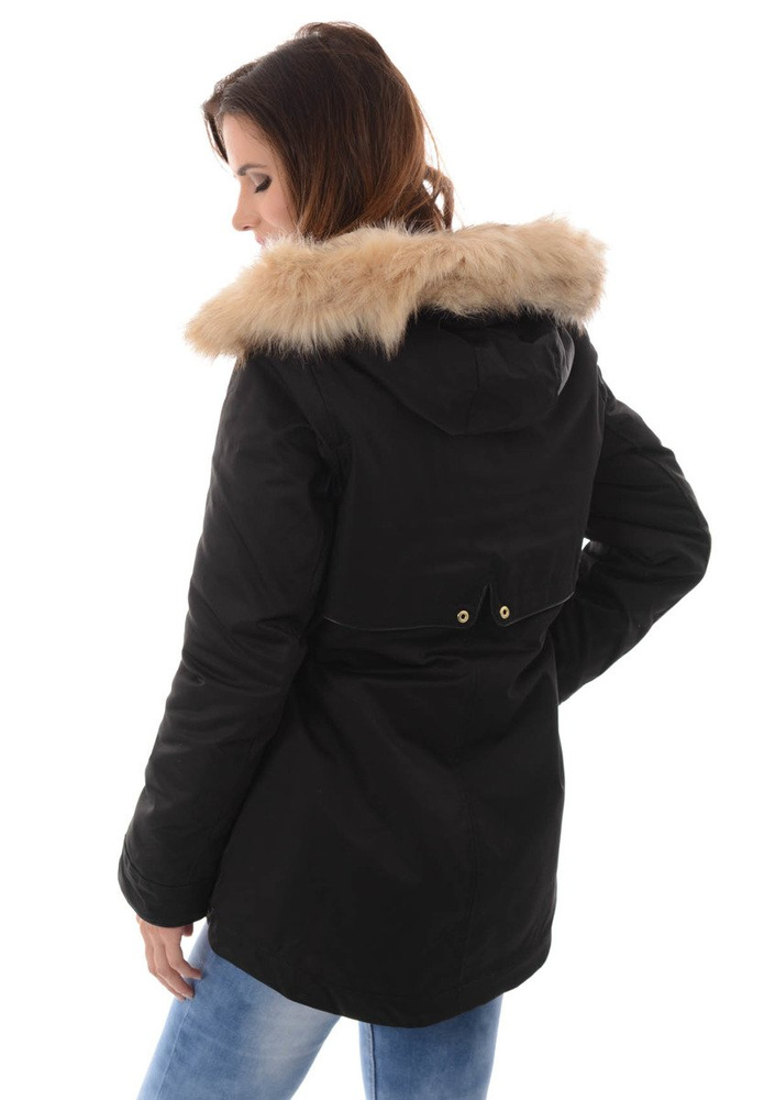 Damska Kurtka Parka Ortalionowa Zimowa Czarna