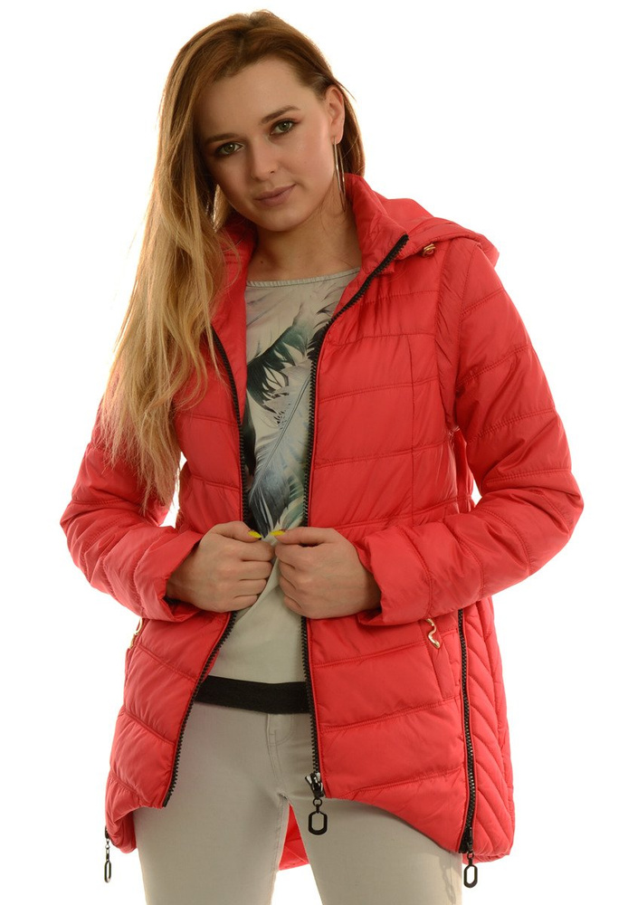 Damska Jesienna Wiosenna Kurtka / Bezrękawnik 2w1 Czerwona