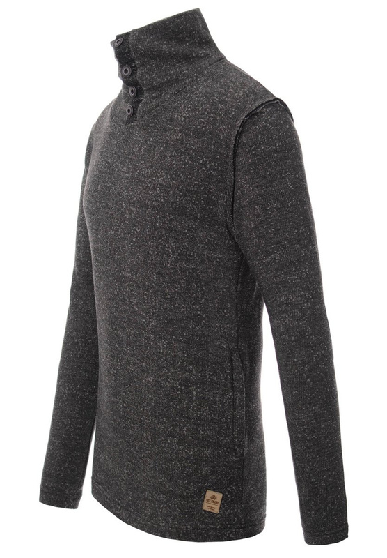 Męska Bluza Z Wysokim Kołnierzem Melanż Czarna