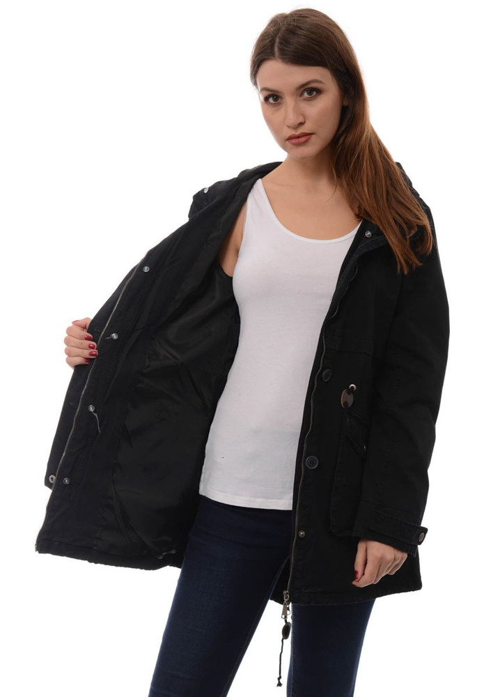 Damska Parka Kurtka Wiosenno Zimowa 2w1 Benita Czarna