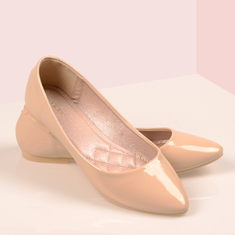 Damskie Buty Baleriny Pastelowe Clarisse Beżowe