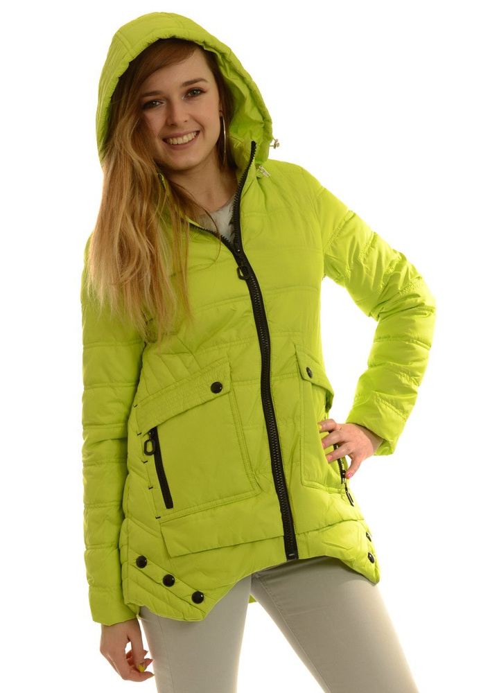 Damska Jesienna Wiosenna Kurtka Limonkowa