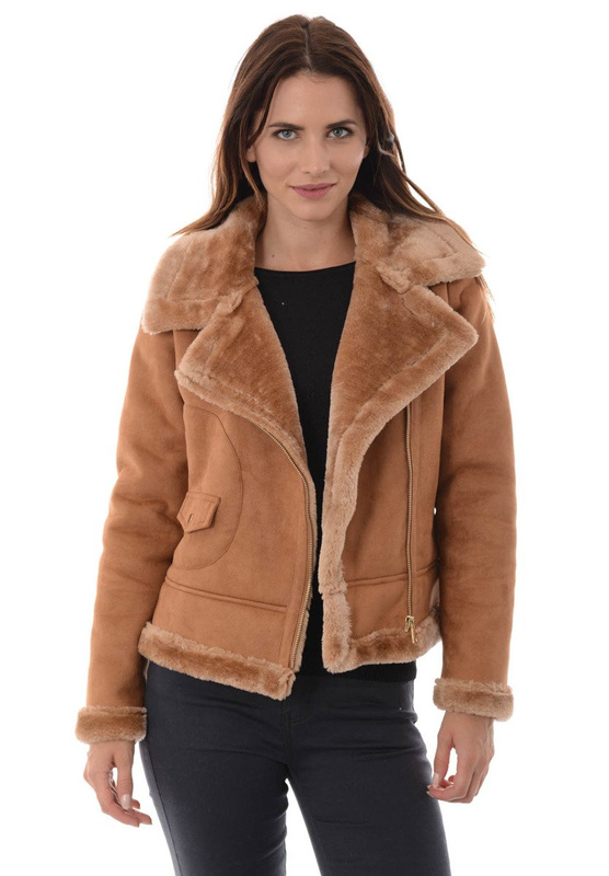 Damska Zimowa Kurtka Kożuszek Aurora Brązowa