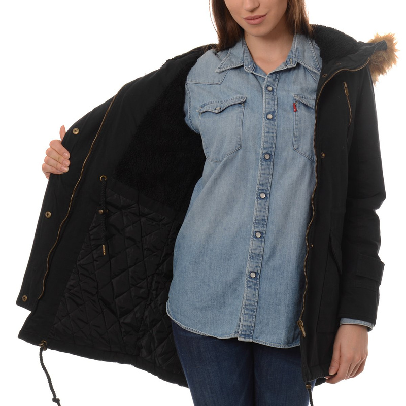 Damska Kurtka Parka Zimowa Czarna