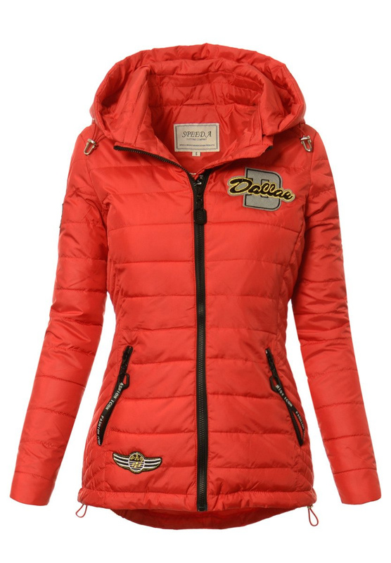 Damska Jesienna Wiosenna Kurtka Mery Czerwona