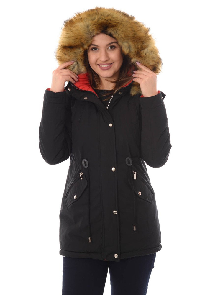 Damska Dwustronna Zimowa Kurtka Adriana Czarna