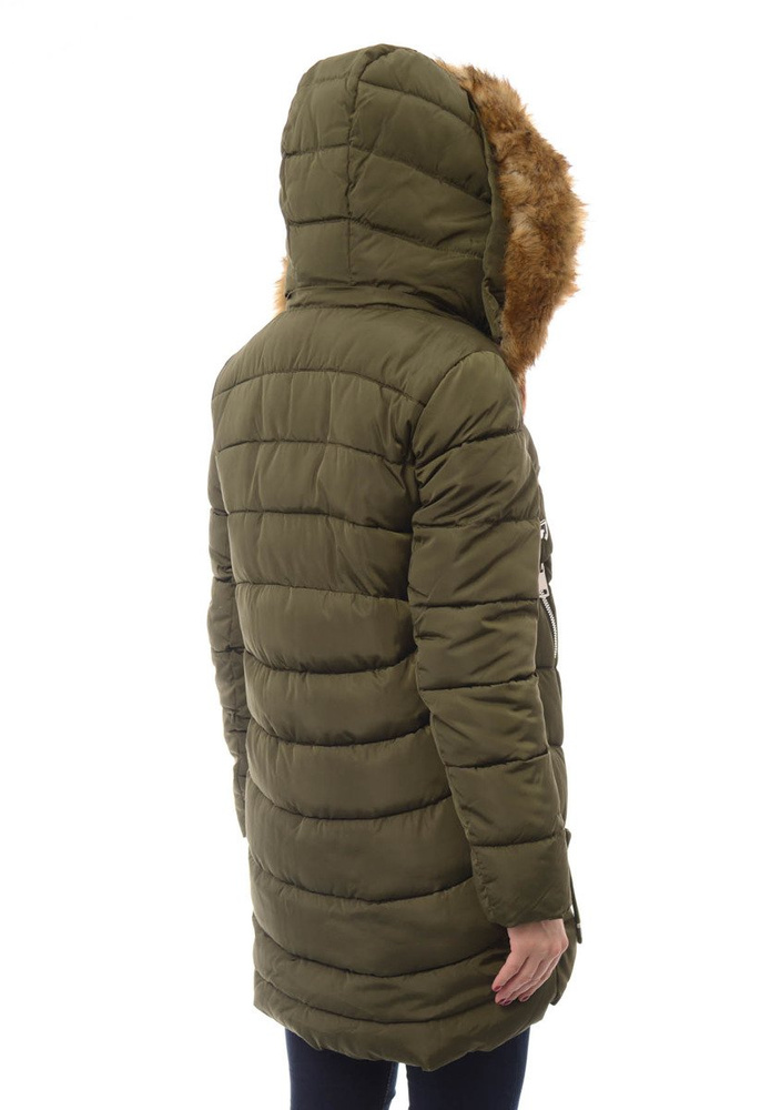 Damska Długa Zimowa Kurtka Ortalionowa Sara Zielona