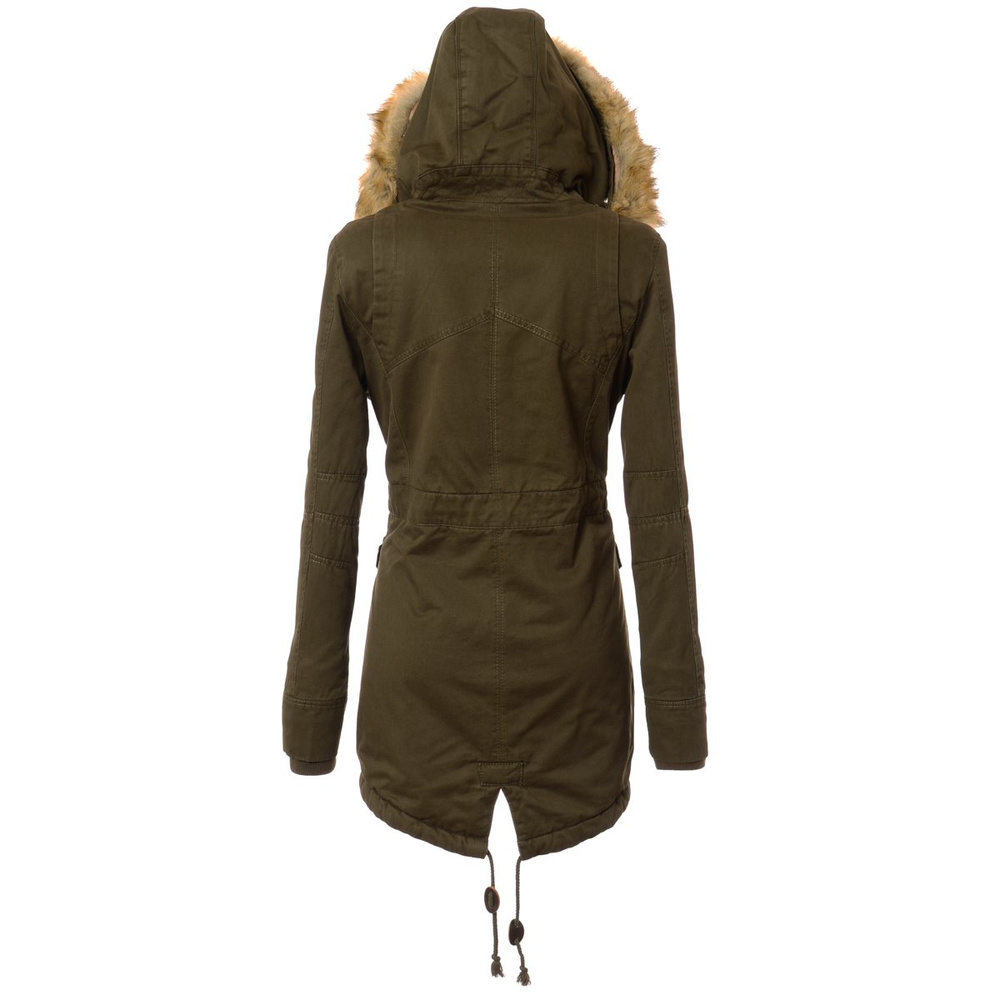 Damska Kurtka Parka Zimowa Futro Carla Zielona