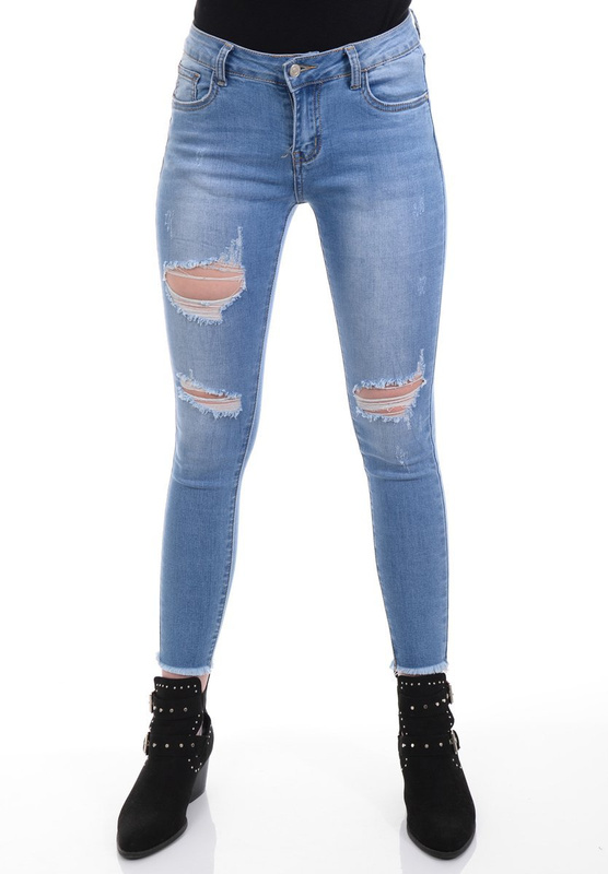 Damskie Spodnie Jeansowe Niebieskie