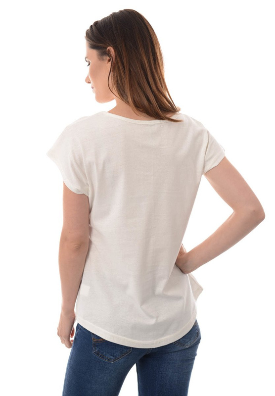 Damska Koszulka T-Shirt Krótki Rękaw Nadruk Serce Biała