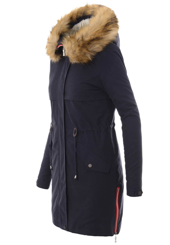 Damska Kurtka Parka Zimowa 2w1 Granatowa