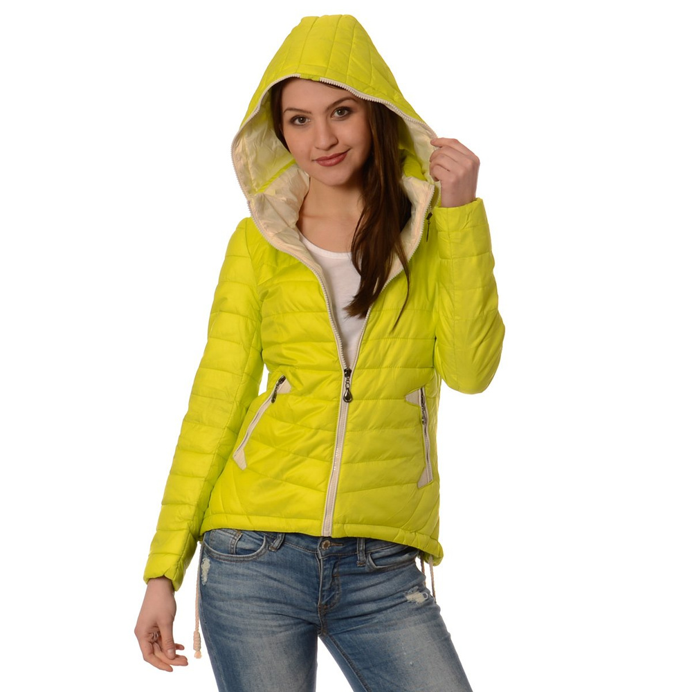 Damska Wiosenna Kurtka Ortalionowa Eva Limonkowa