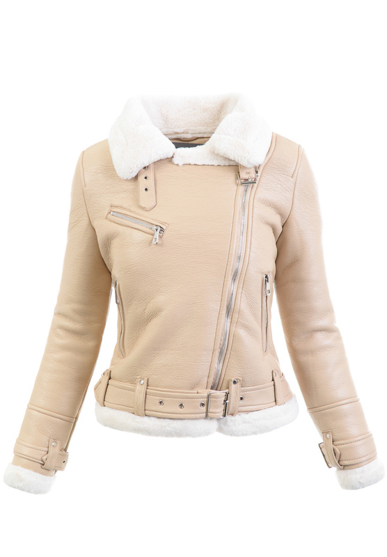 Damska Zimowa Kurtka Kożuszek Aurora Beżowy