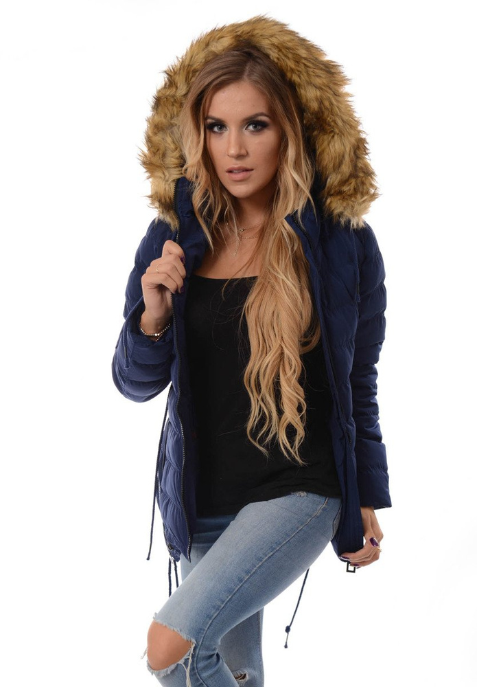 Damska Zimowa Kurtka Ortalionowa Granatowa