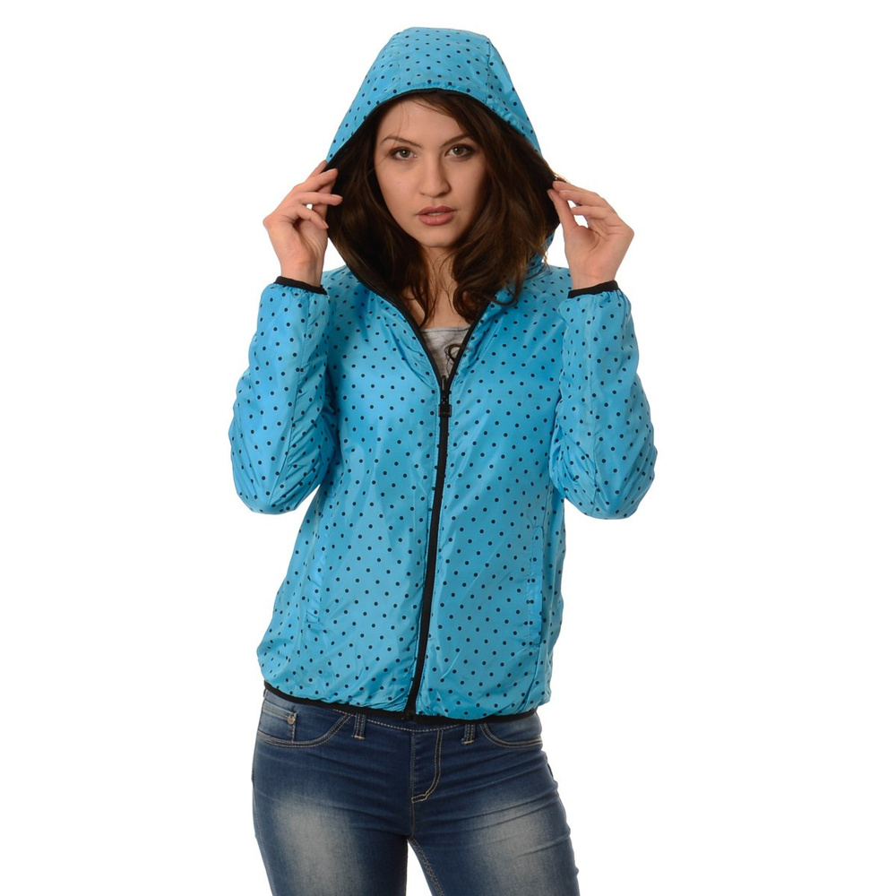 Damska Dwustronna Wiosenna - Jesienna Kurtka Ortalionowa Nadia Czarno Niebieska