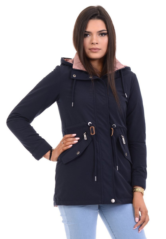 Parka Wiosenna Dwustronna Granatowo- Różowa