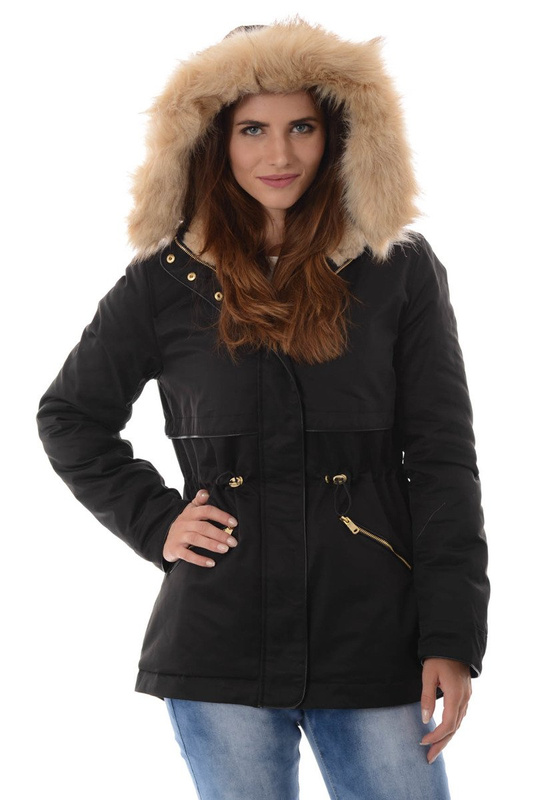 Damska Kurtka Parka Ortalionowa Zimowa Czarna