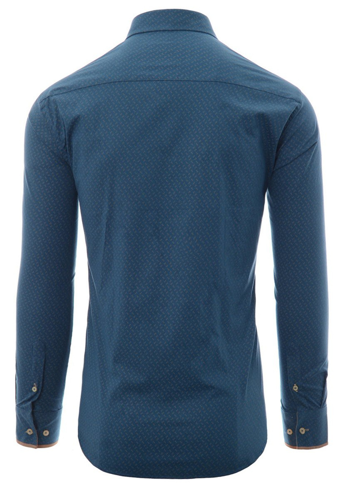 Męska Koszula Nadruk Nożyczki Turkusowa