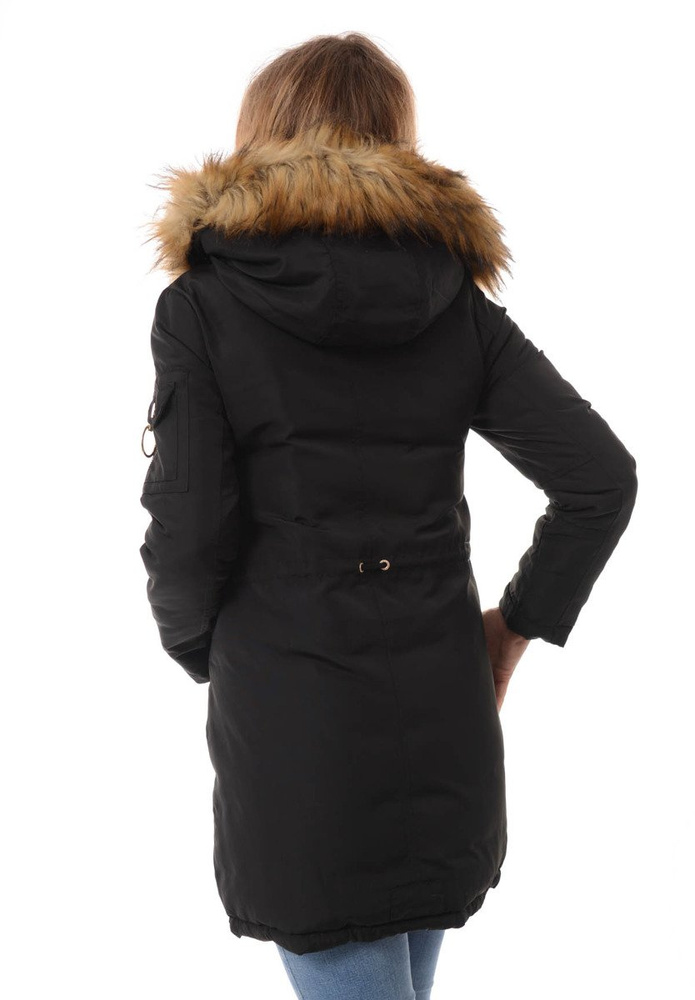 Damska Dwustronna Zimowa Kurtka Ortalionowa Czarna