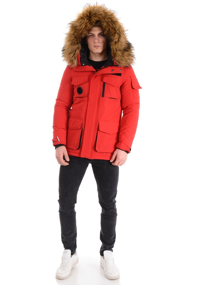 Męska Zimowa Kurtka Czerwona