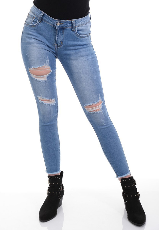 Damskie Spodnie Jeansowe Niebieskie