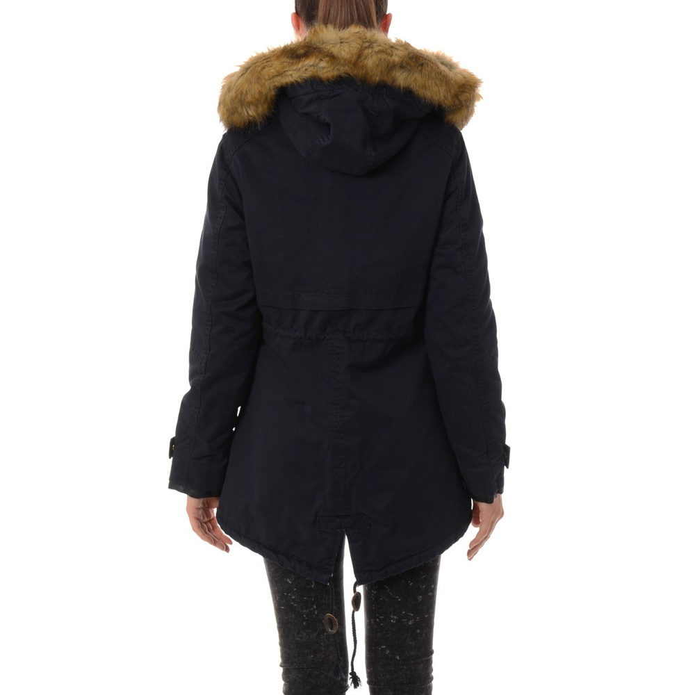 Damska Kurtka Parka Zimowa Futro Tina Granat