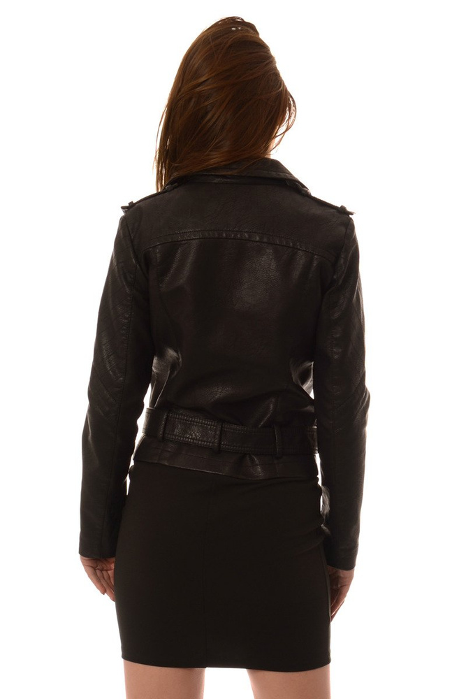 Damska Kurtka Skórzana Ramoneska Suzana Czarna