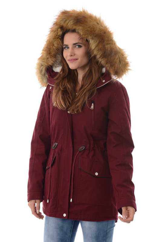 Damska Kurtka Parka Zimowa 2w1 Amira Bordowa