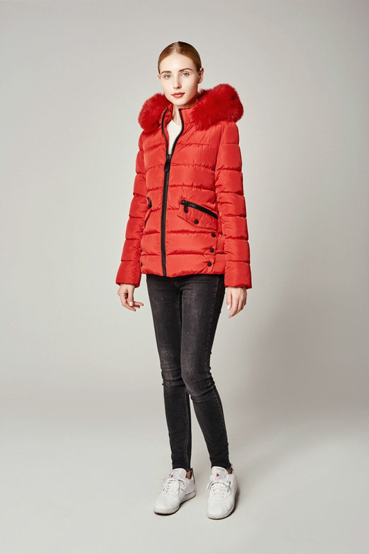Damska Zimowa Kurtka Ortalionowa Sonia Czerwona
