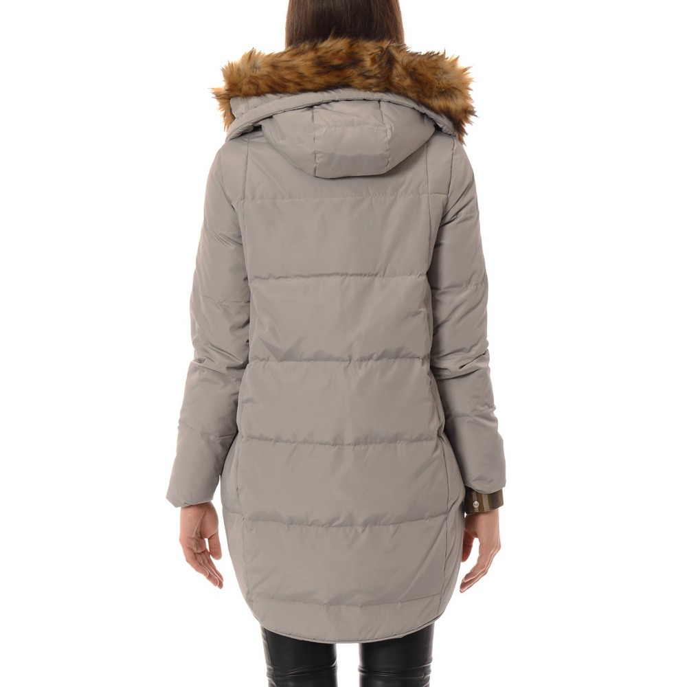 Damska Asymetryczna Kurtka Zimowa Szara (557)