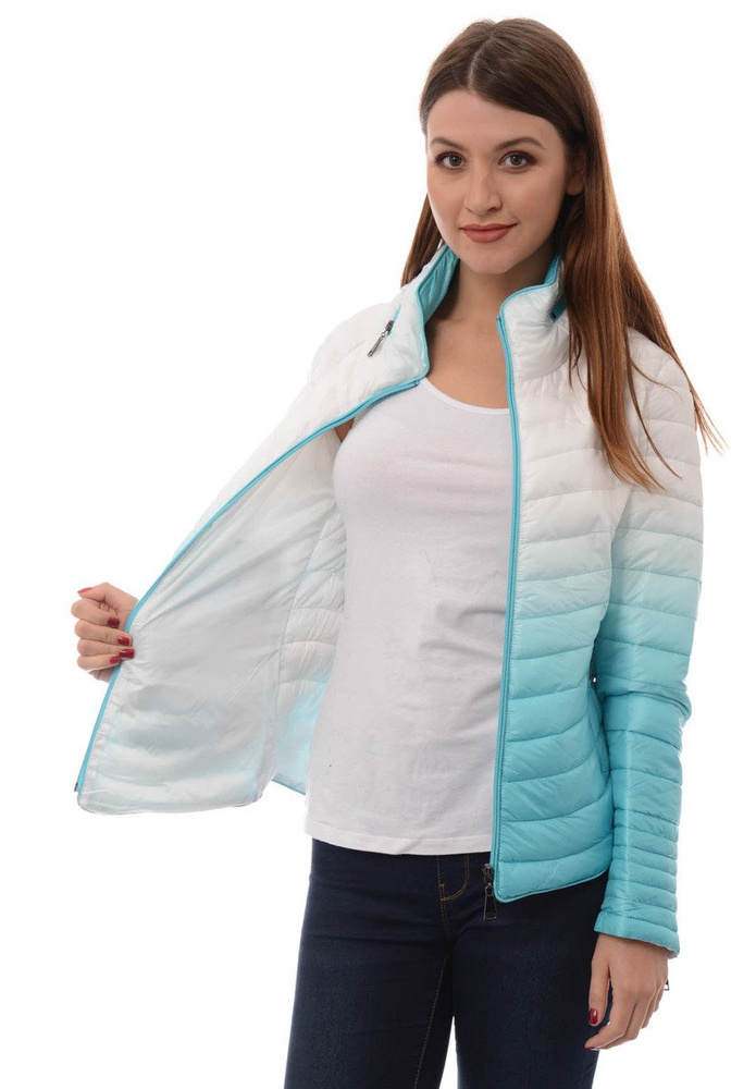 Damska Jesienna Wiosenna Kurtka Ortalionowa Ombre Emma Miętowo Biała
