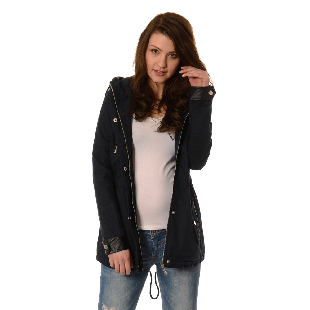 Damska Parka Przejściowa Granatowa