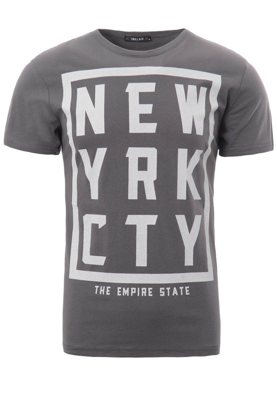 Męska Koszulka T-Shirt Nadruk NEW YRK CTY Szara