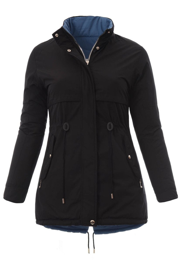Damska Kurtka Parka Zimowa Dwustronna Karen Czarna