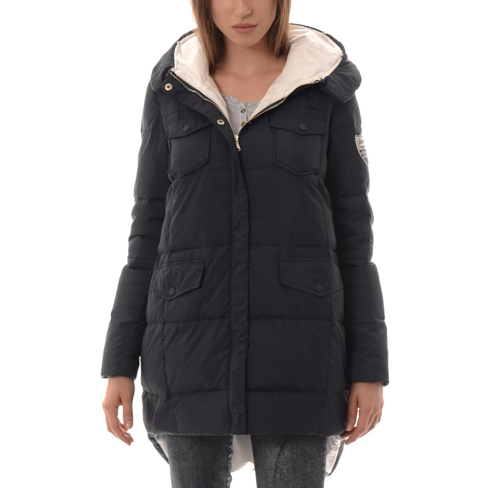 Damska Asymetryczna Kurtka Zimowa Granat