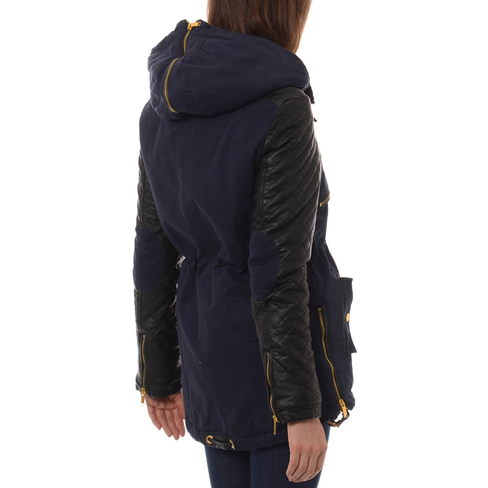 Damska Zimowa Parka Kurtka Granatowa