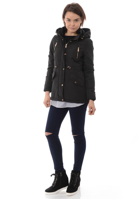 Damska Kurtka Parka Ortalionowa Wiosenna Ania Czarna