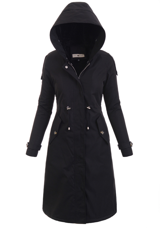 Damska Kurtka Parka Zimowa Otylia Czarna z Czarnym Futerkiem