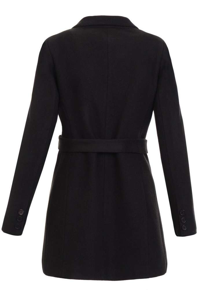 Dzianinowy Płaszcz Wiosenno- Jesienny Czarny