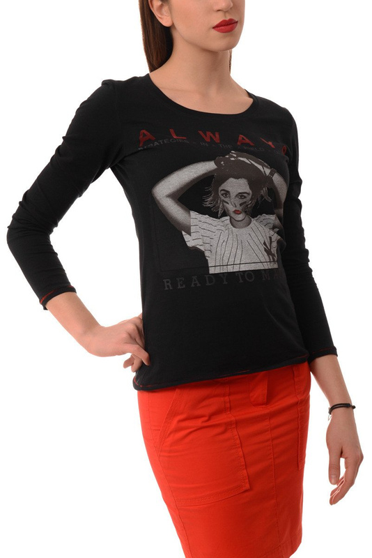 Damska Bluzka Glo Story Nadruk Czarna