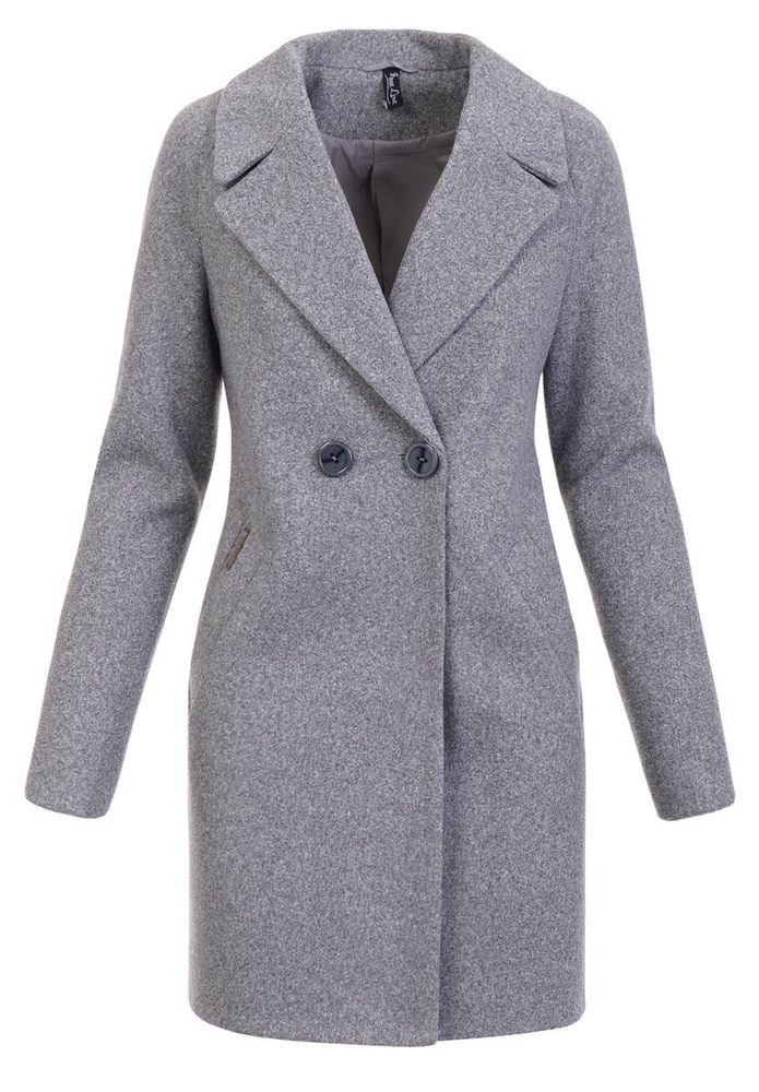 Dzianinowy Płaszcz Wiosenno - Jesienny Szary